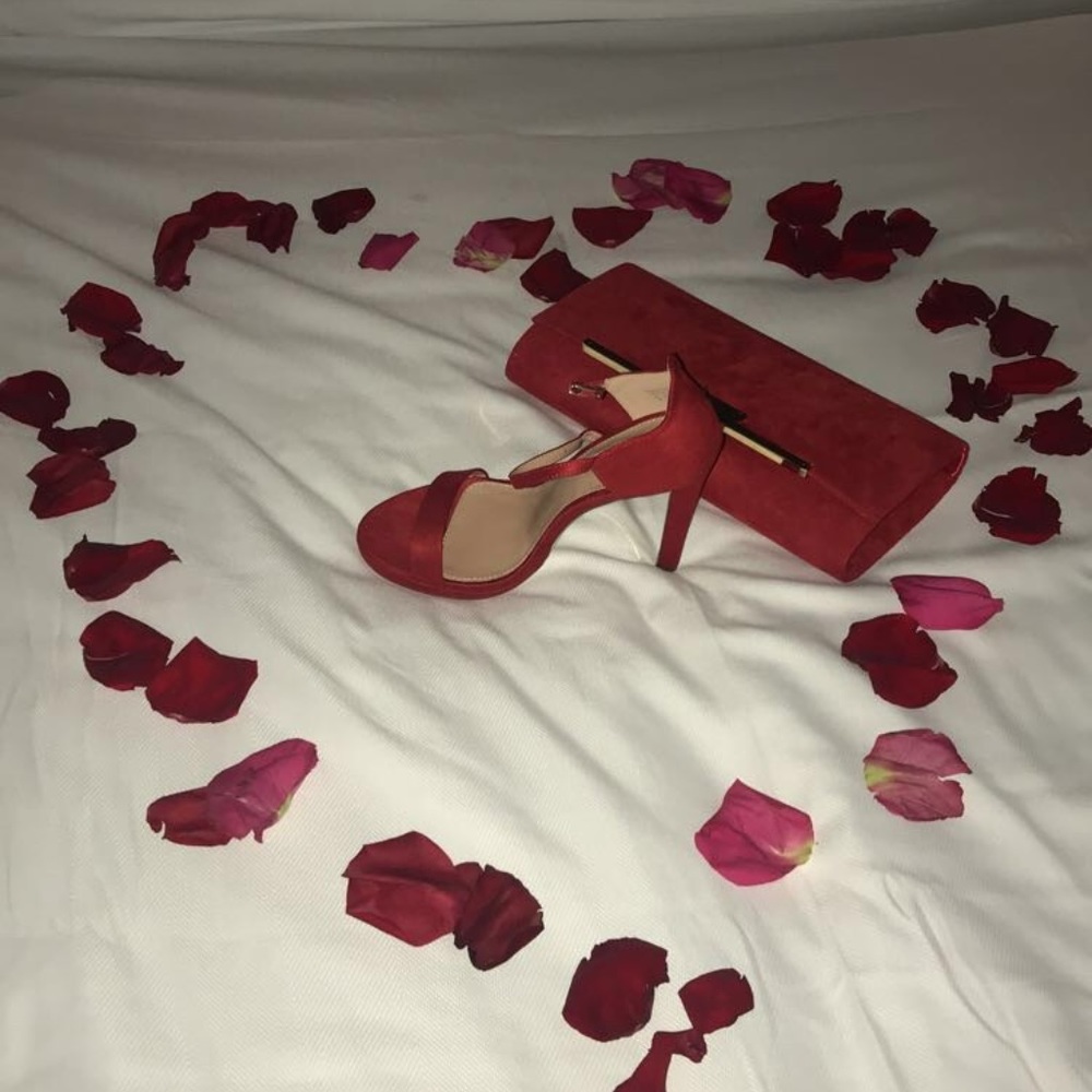 Aldo Red Velvet Open-Toe Pumps - New with Tags